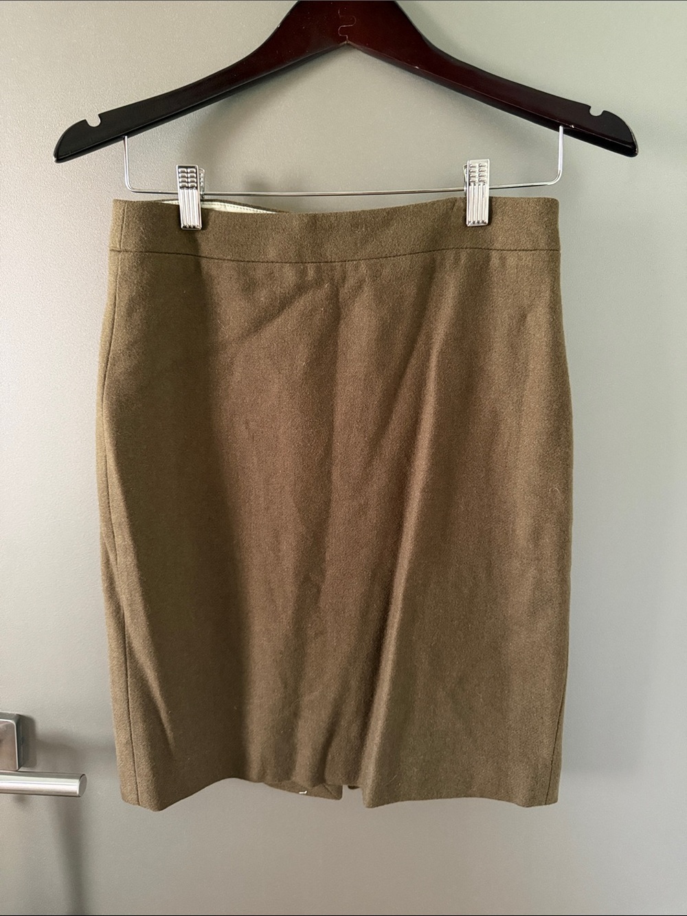 J. Crew Wool Olive Pencil Skirt